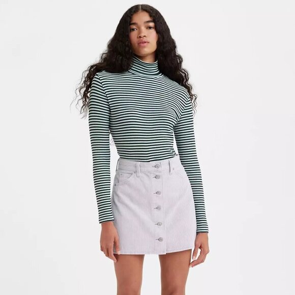 Levi's Buttonfront Corduroy Skirt- Purple Cord A-Line Mini Skirt- Size 25 - Picture 1 of 16